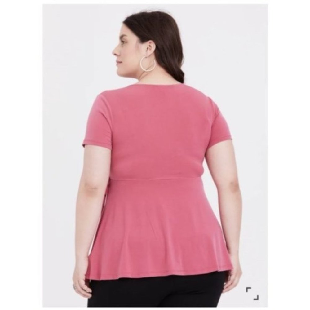 TORRID Rose Pink Knit Ruffle Tie Top Plus Size Dress Blouse Size 2X - Picture 2 of 6